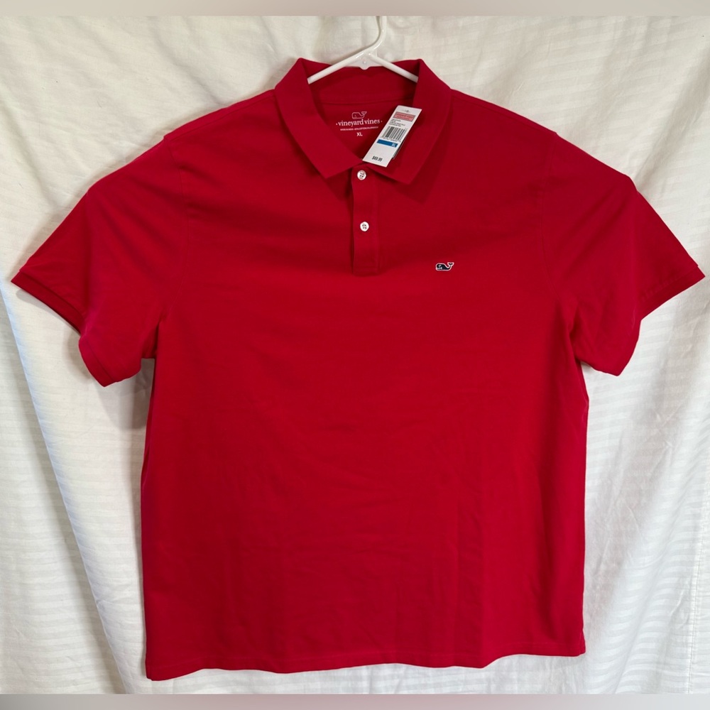 Vineyard Vines Stretch Pique Polo. Size-XL. Color: Lighthouse red. New W/Tags